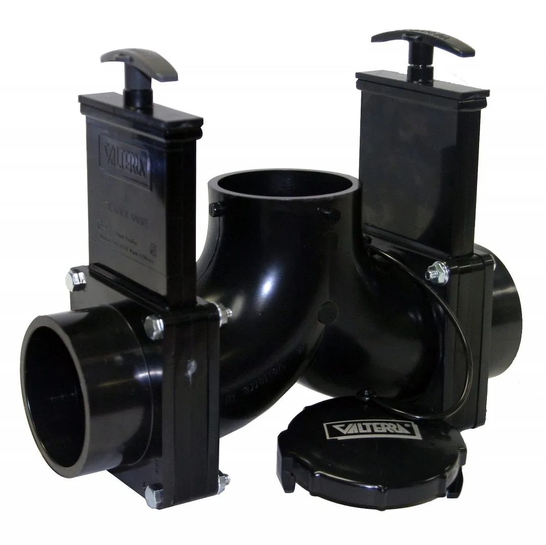 T84B – VALTERRA LLC Sewer Waste Valve, Waste Valve For RV Black Water System Double Valve Handle Actuated Ell Double ...